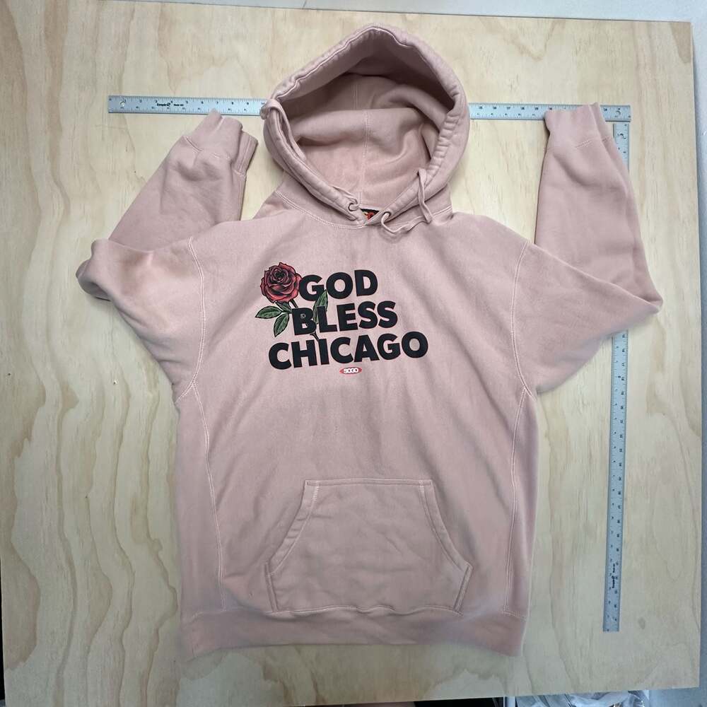SOGO So Chicago God Bless Chicago Pink Rose Hoodie Sweatshirt XXL